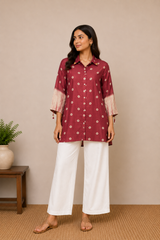 Designer Crepe Fabric Bandhej and Shibori Print shirt