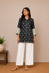 Designer Crepe Fabric Bandhej and Shibori Print shirt