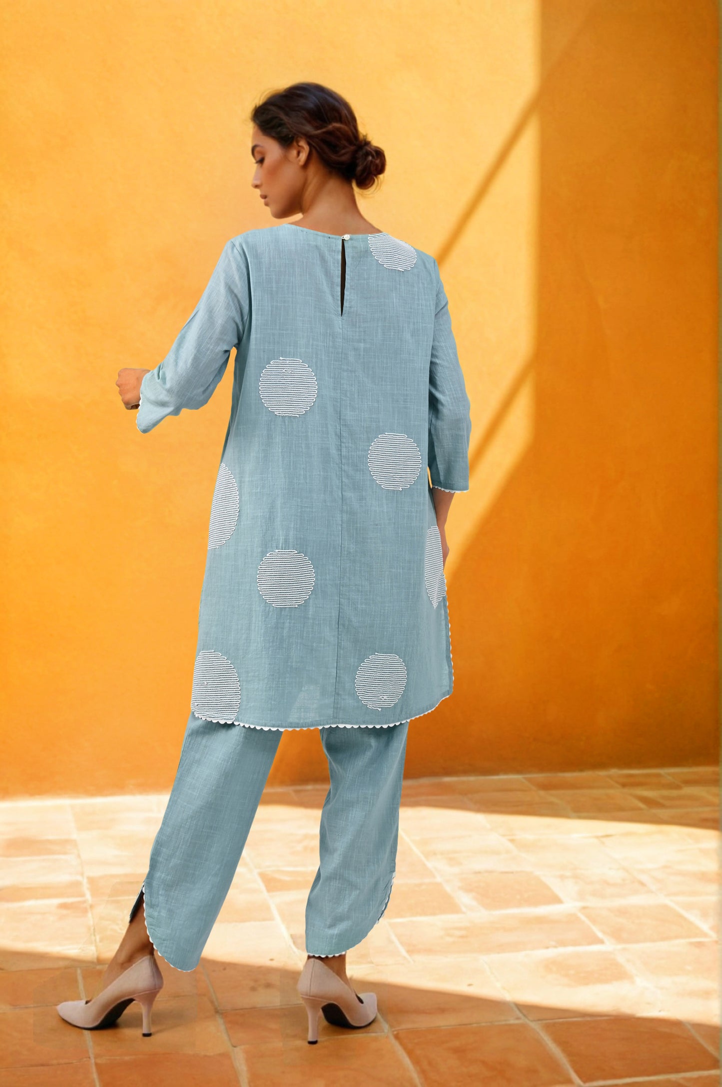 LIGHT BLUE EMBROIDERED KURTA SET