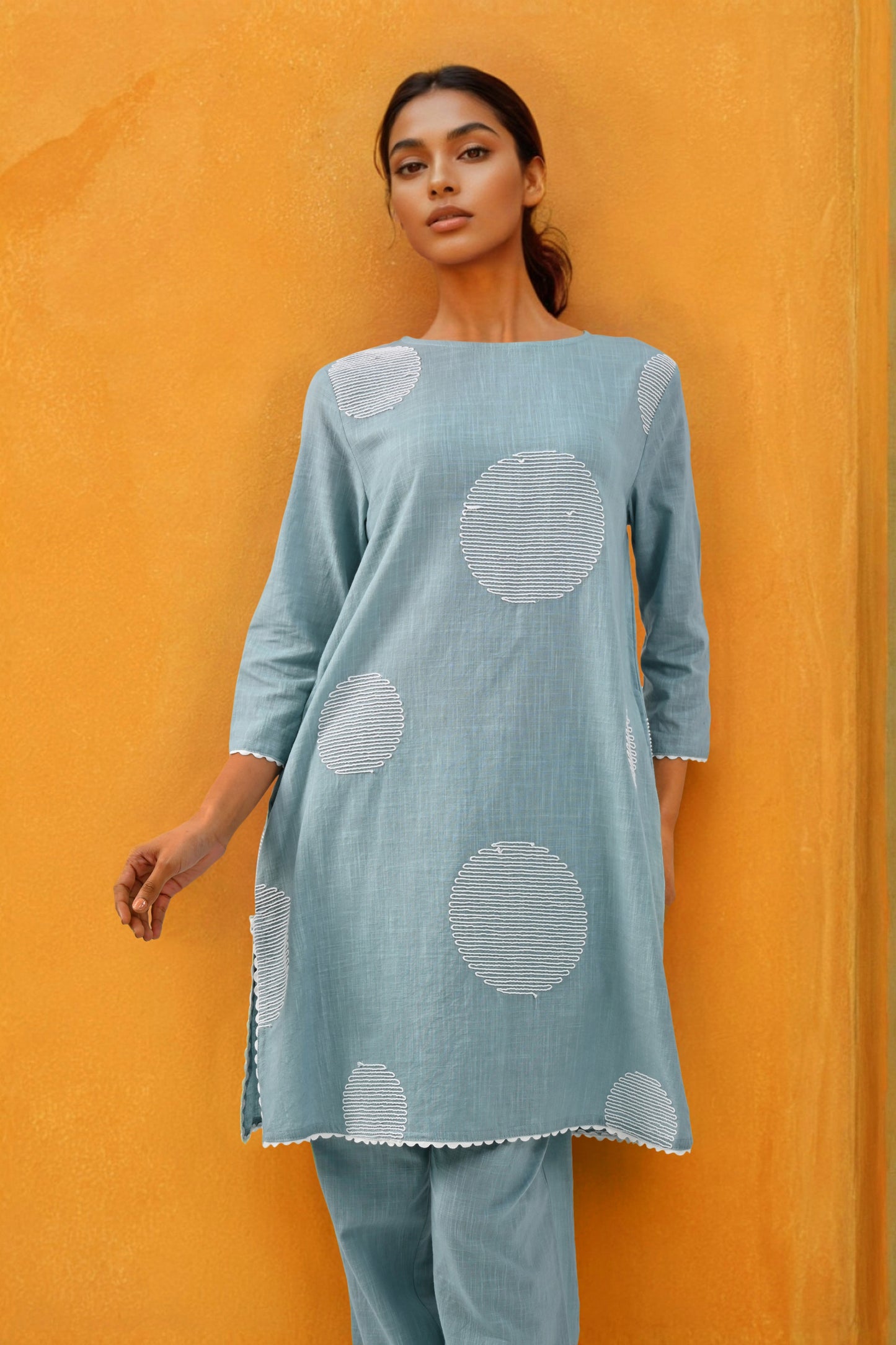 LIGHT BLUE EMBROIDERED KURTA SET