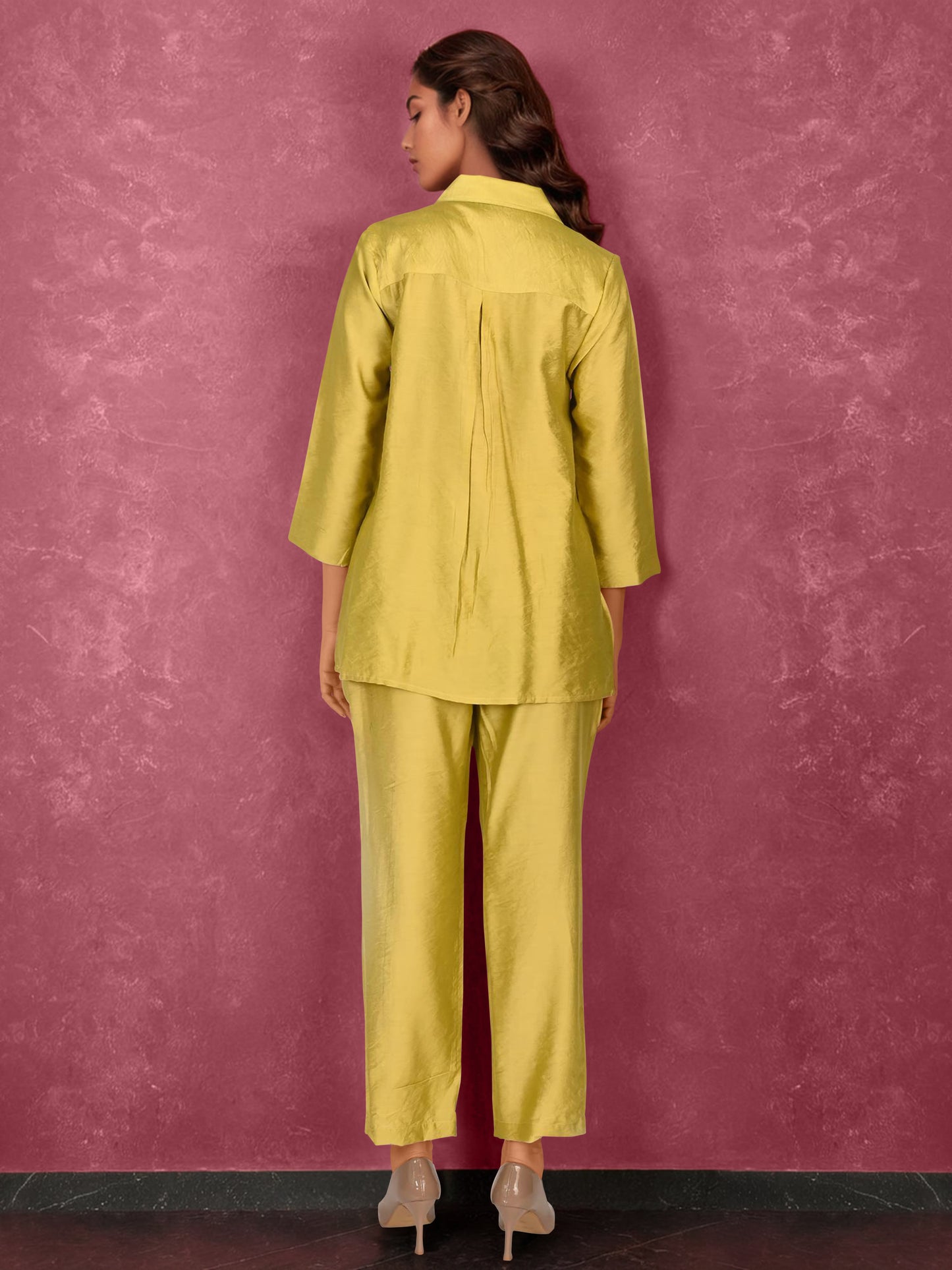 Lime Black Sequin Embroidered Coord Set