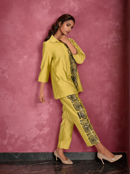 Lime Black Sequin Embroidered Coord Set - Coord Set for Women