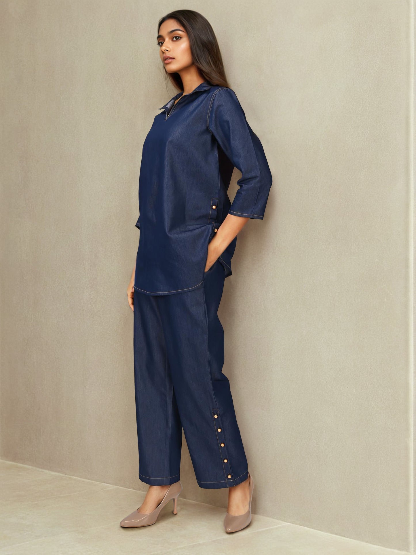 Denim Co-Ord set with Button Detailing