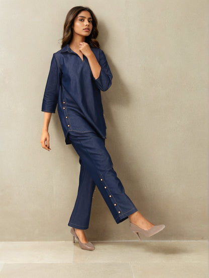 Denim Co-Ord set with Button Detailing - Coord Set for Women