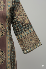 Deep Brown Ajrakh Print Kurta Pant set