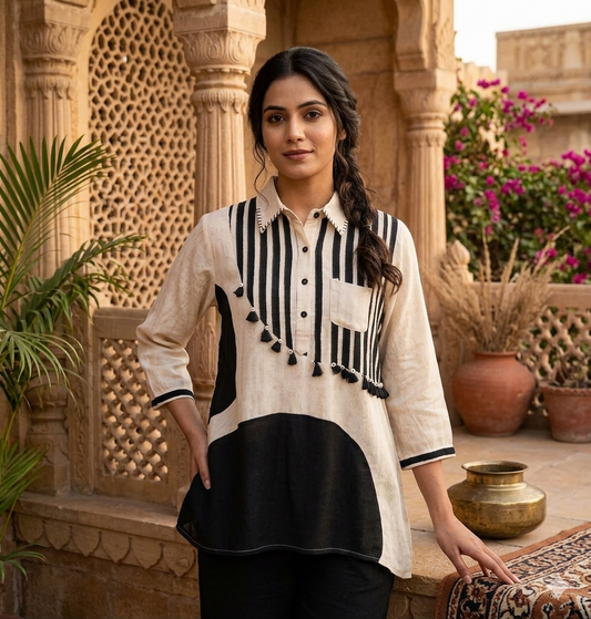 Off White abstract Printed Crepe Top