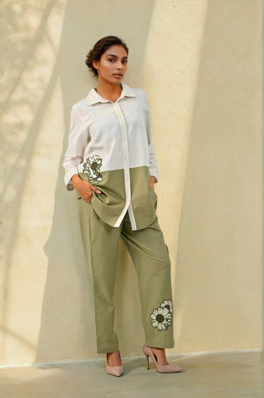 White and Green Co-Ords for women - Coord Set for Women