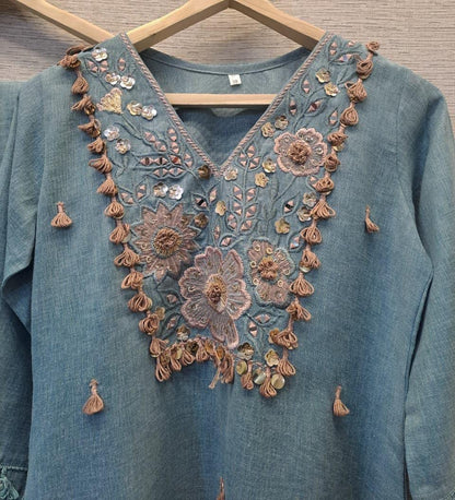 Floral Tassel Indo-Western Kurta Set - Coord Set for Women