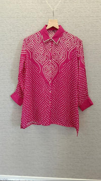 Pink Bandhani embellished Shirt