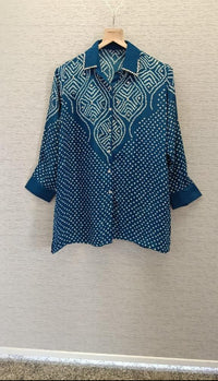 Blue Bandhani embellished Shirt