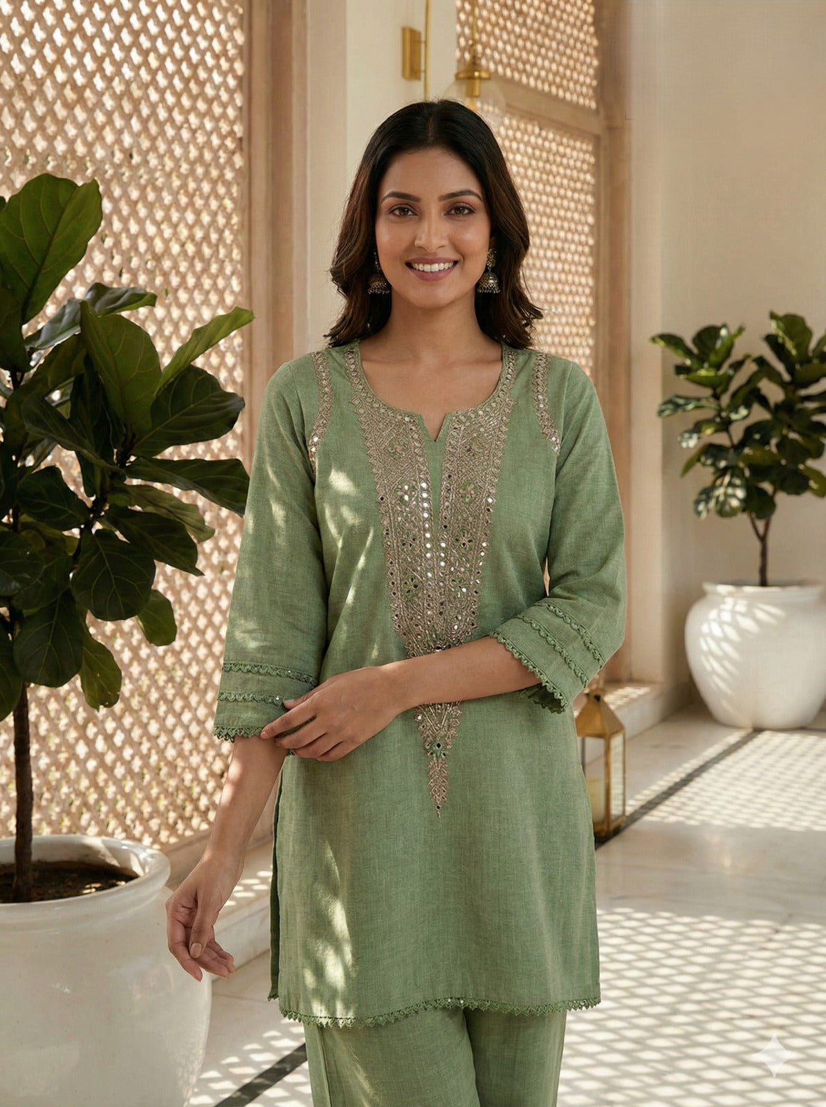 Mirror Work Indo western kurta set