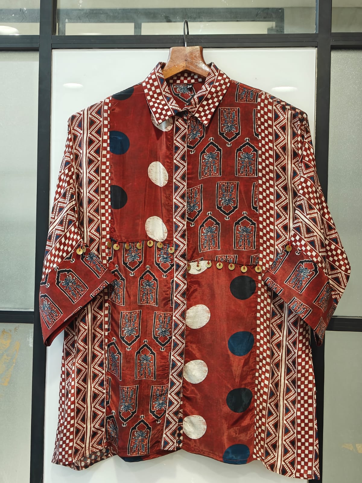 Red Polka Dot Ajrakh Shirt