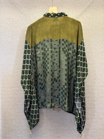 Olive Green Printed Fusion Kaftan Top