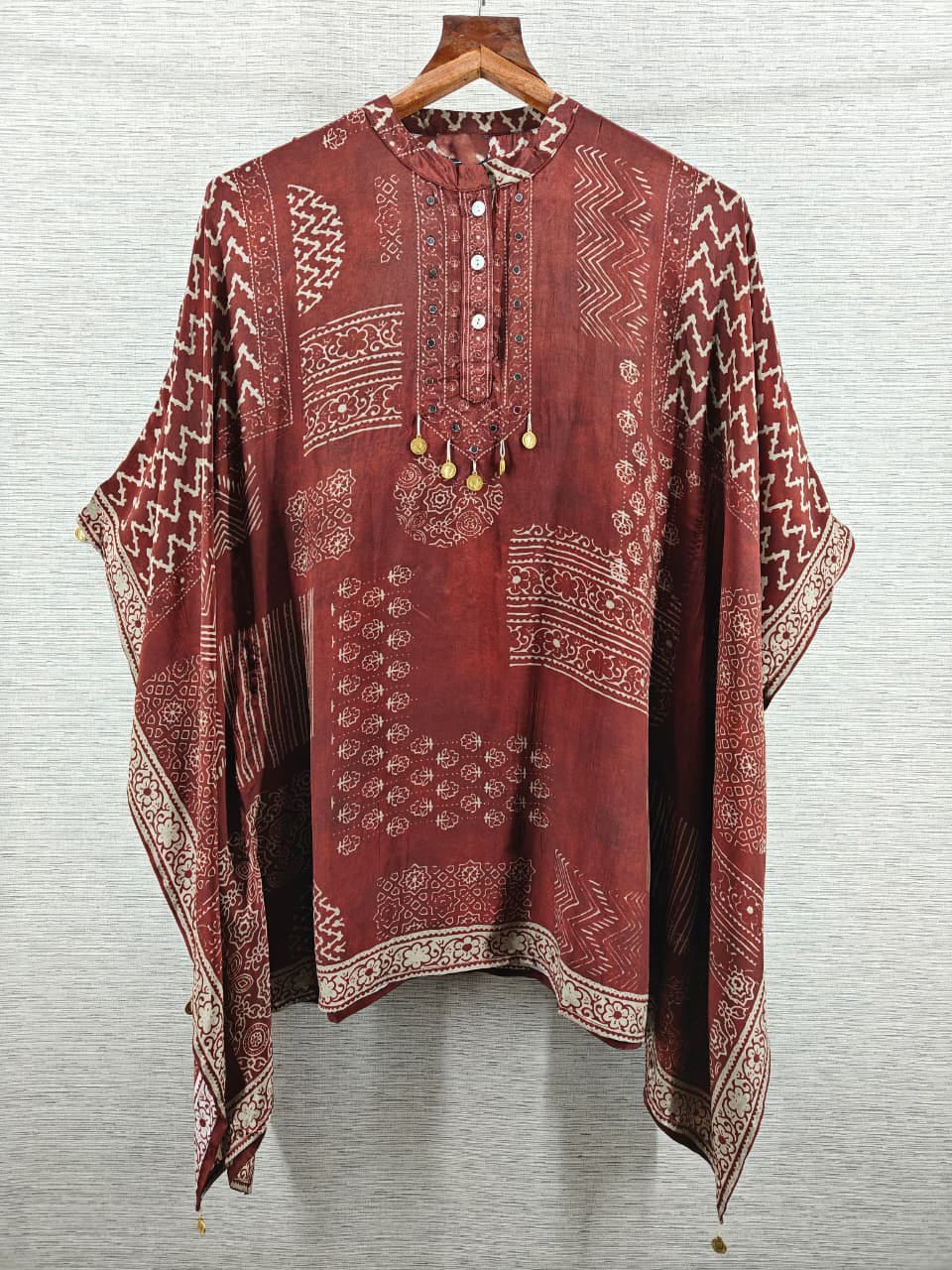 Brown Ethnic print Kaftan Top