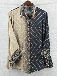 Black Bandhani Kalamkari Printed Crepe Shirt