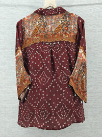 Maroon Bandhani Kalamkari Printed Crepe Shirt