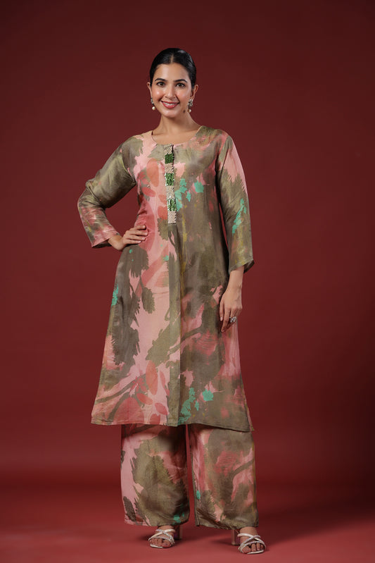 Shimmer Indowestern Kurta pant set party wear - Coord Set for Women