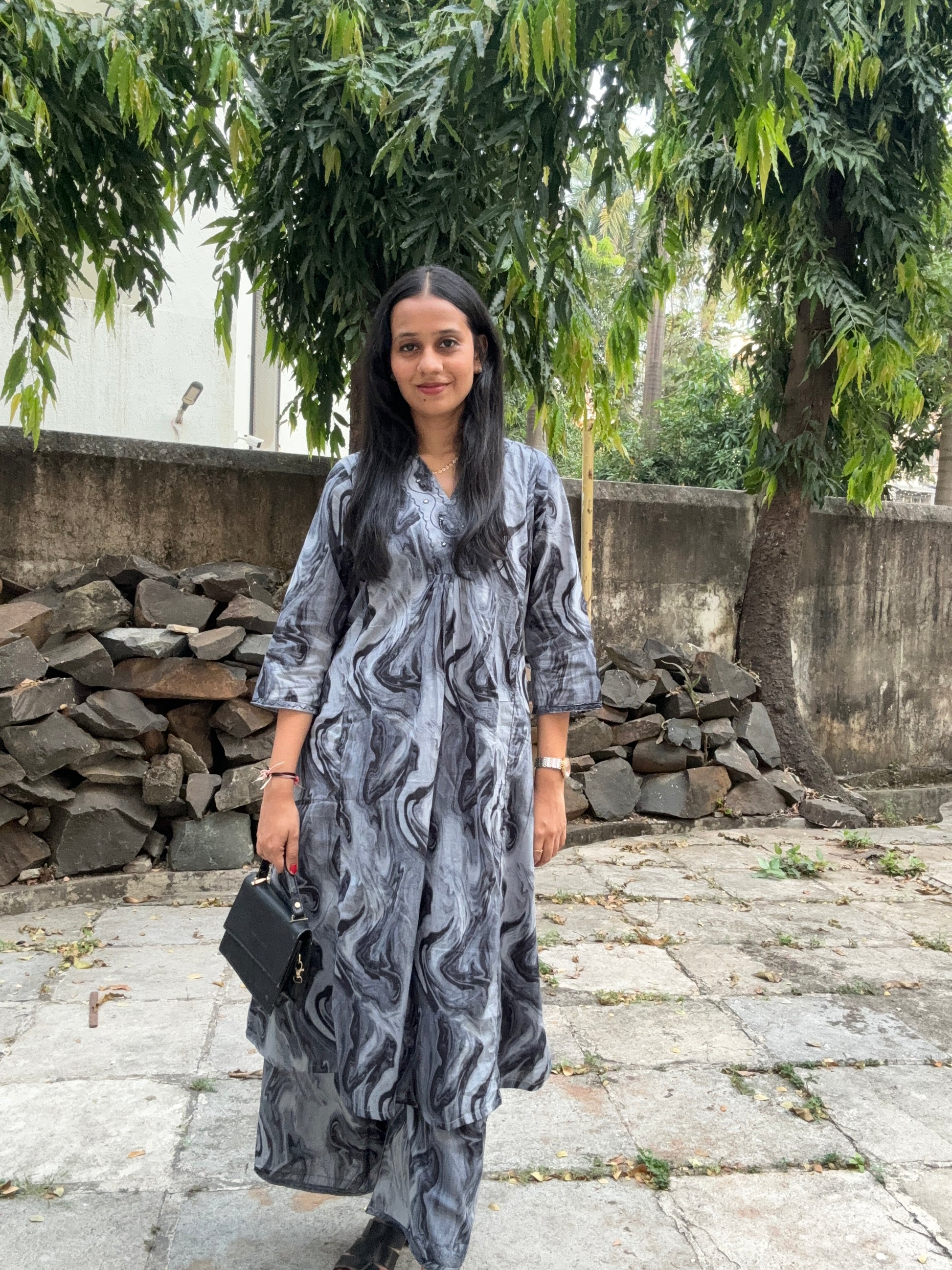 Grey Kurta Pant set for Women