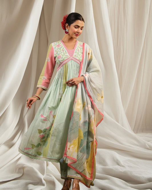 Floral printed mul cotton Salwar suit for women- Ethnic wear