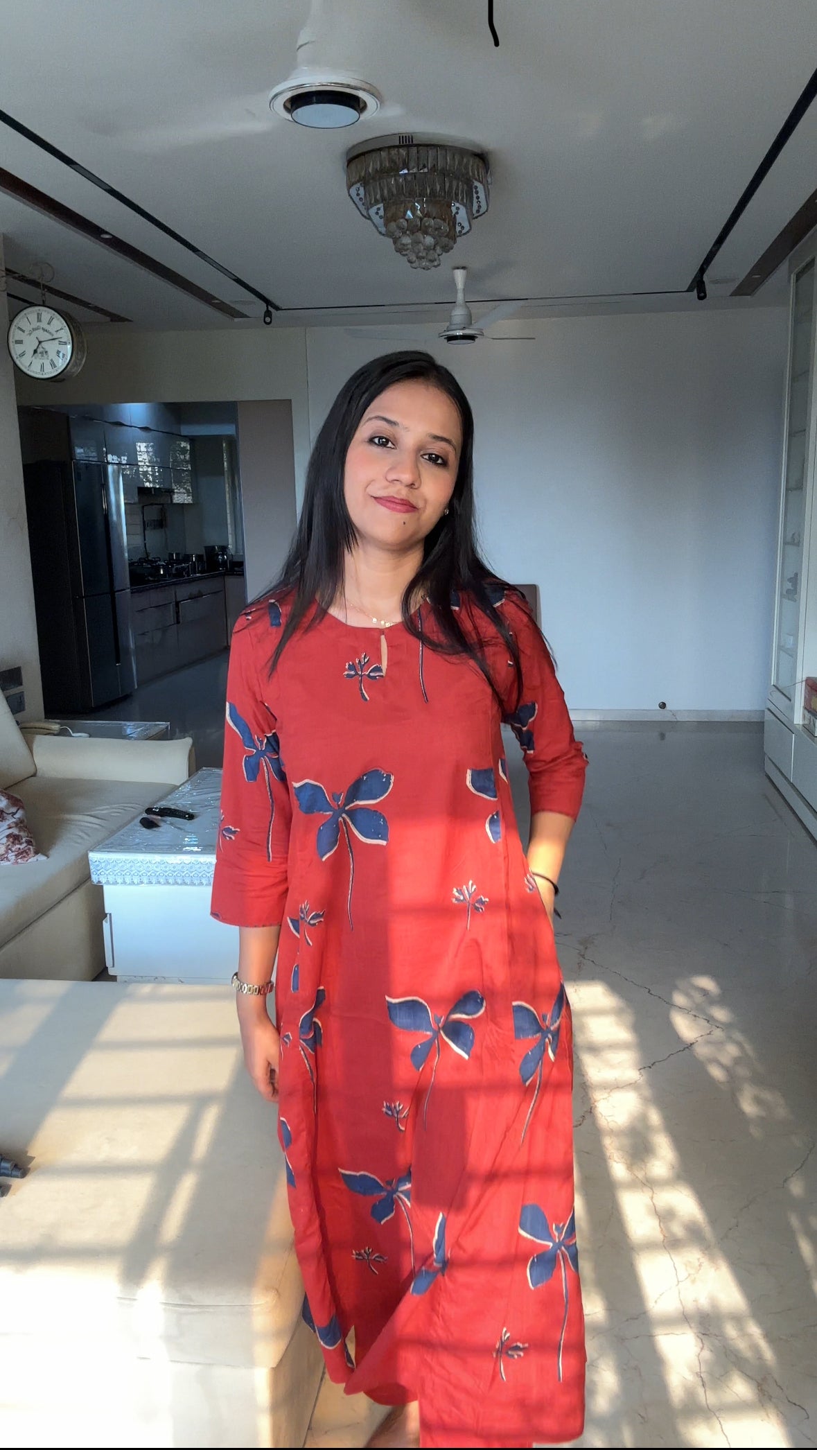 Asymmetric Cotton Printed Kurta Pant Set| Jharoka and Floral Print
