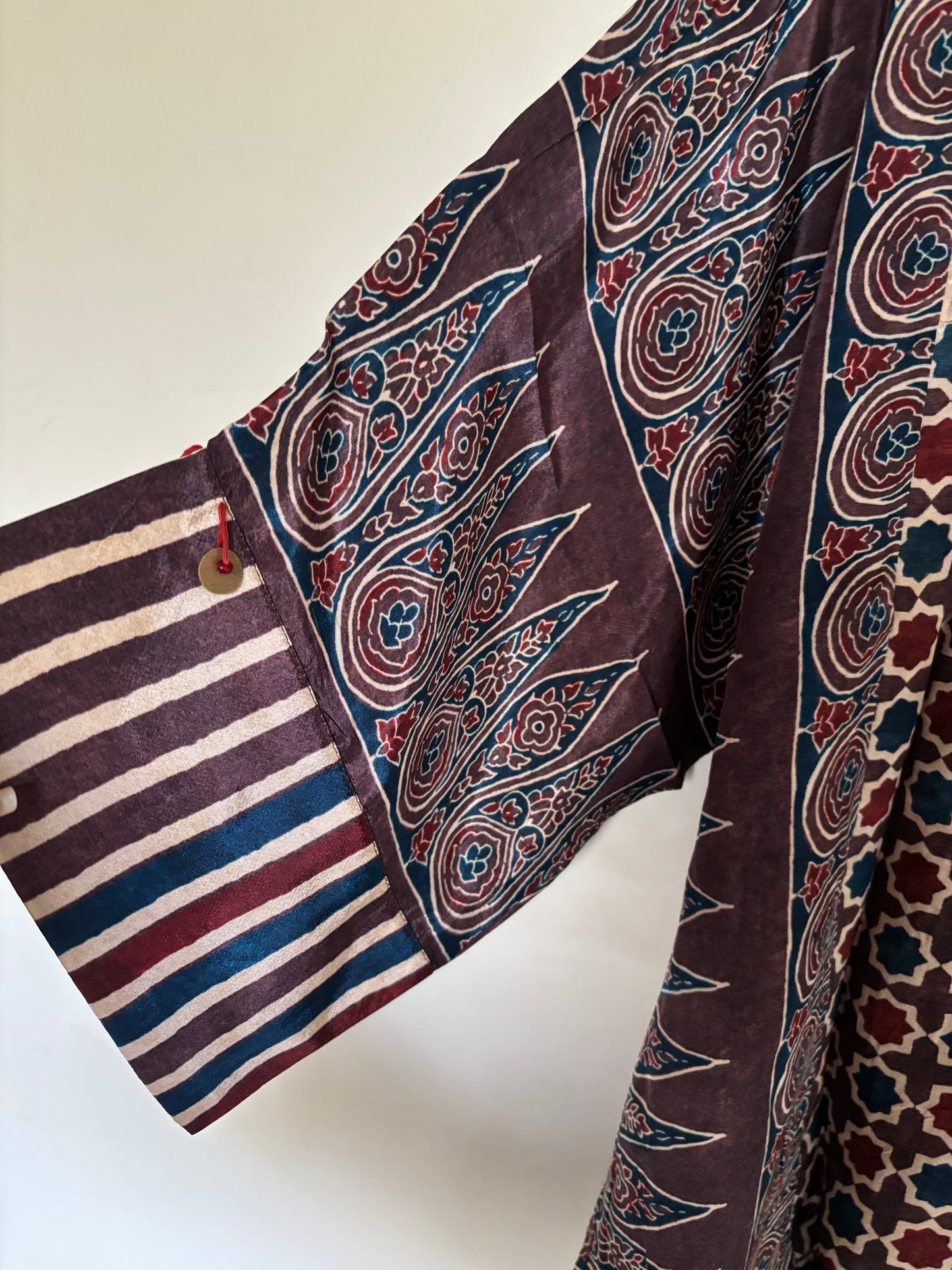 Brown stripe half and half Ajrakh Shirt