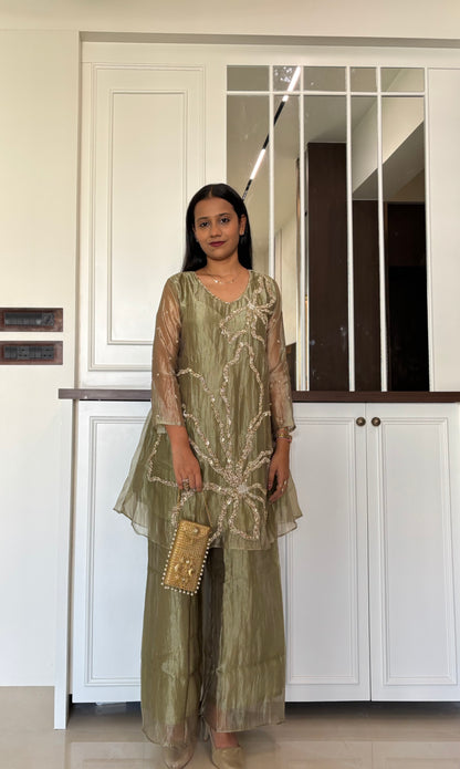 Sitara Light Green Kurta Pant Indo-Western set