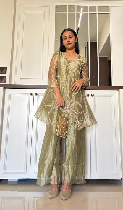 Sitara Light Green Kurta Pant Indo-Western set