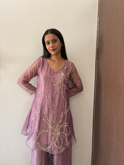 Purple Sitara Kurta Pant Indo-Western set
