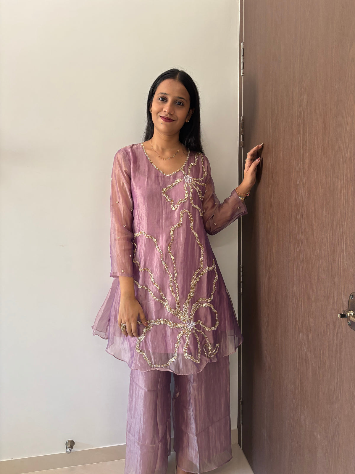 Purple Sitara Kurta Pant Indo-Western set