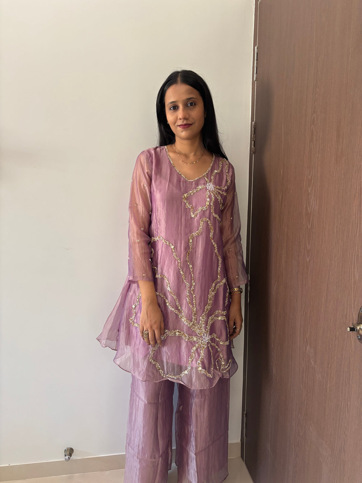 Sitara Kurta Pant Indo-Western set Tissue Fabric