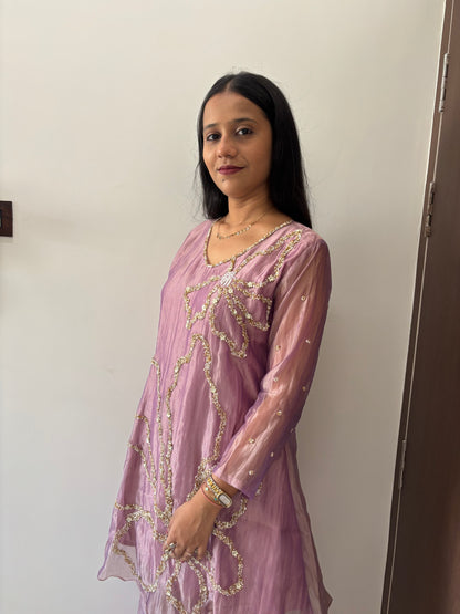 Purple Sitara Kurta Pant Indo-Western set
