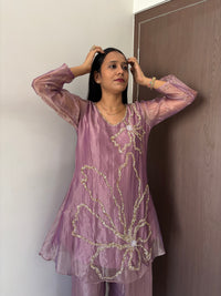 Purple Sitara Kurta Pant Indo-Western set