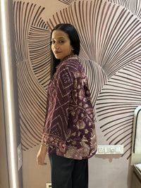 Maroon Bandhani Kalamkari Printed Crepe Shirt