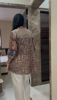Purple Red Chevron Print Fusion A-Line Kurti