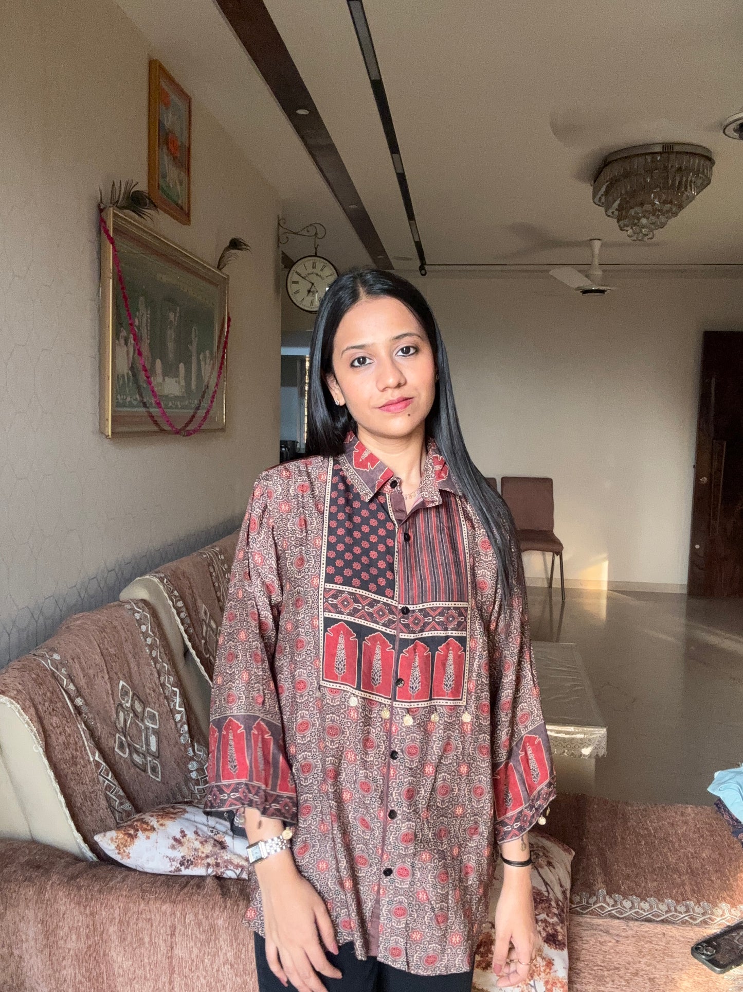 Ajrakh Printed Indo-Western Shirt Top