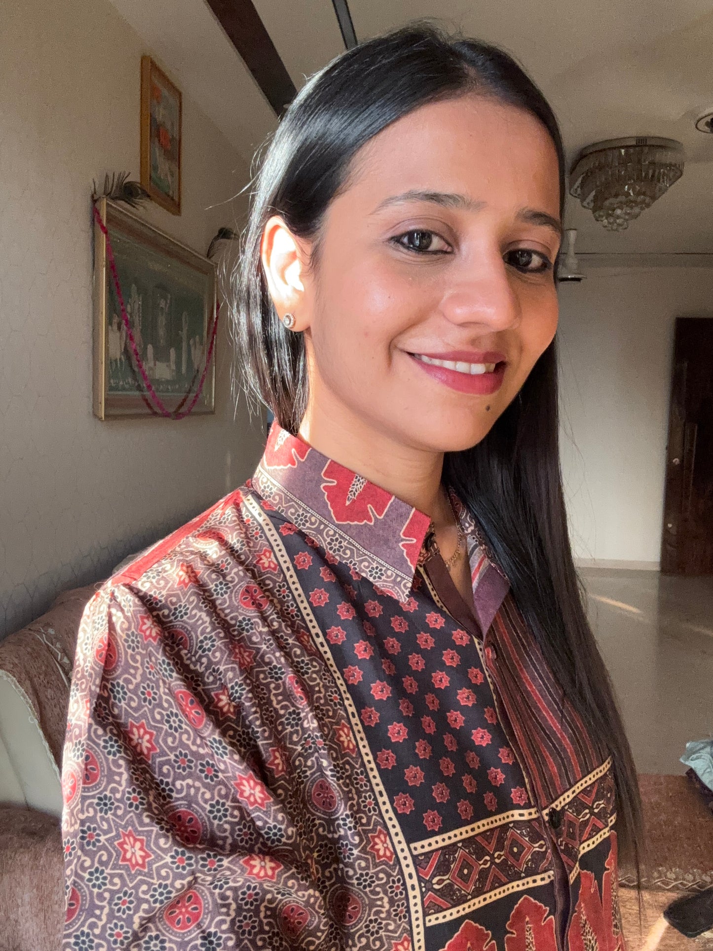 Ajrakh Printed Indo-Western Shirt Top