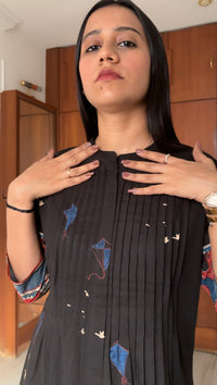 Black Kite Motif Printed Kurta Pant Set