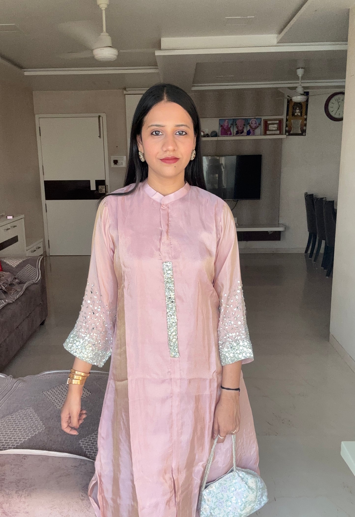 Tissue Glitter work Indo-Western Kurta set