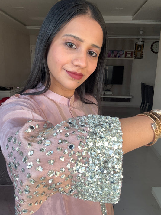 Tissue Glitter work Indo-Western Kurta set