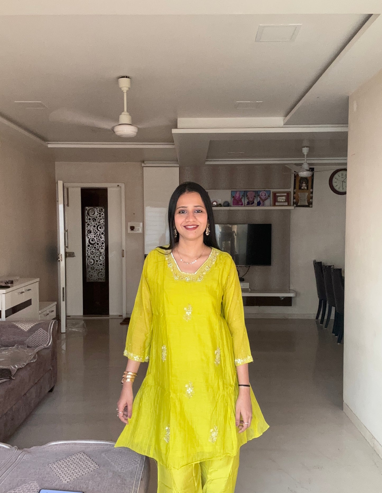 Indowestern Embroidered Mul Chanderi Kurta Set