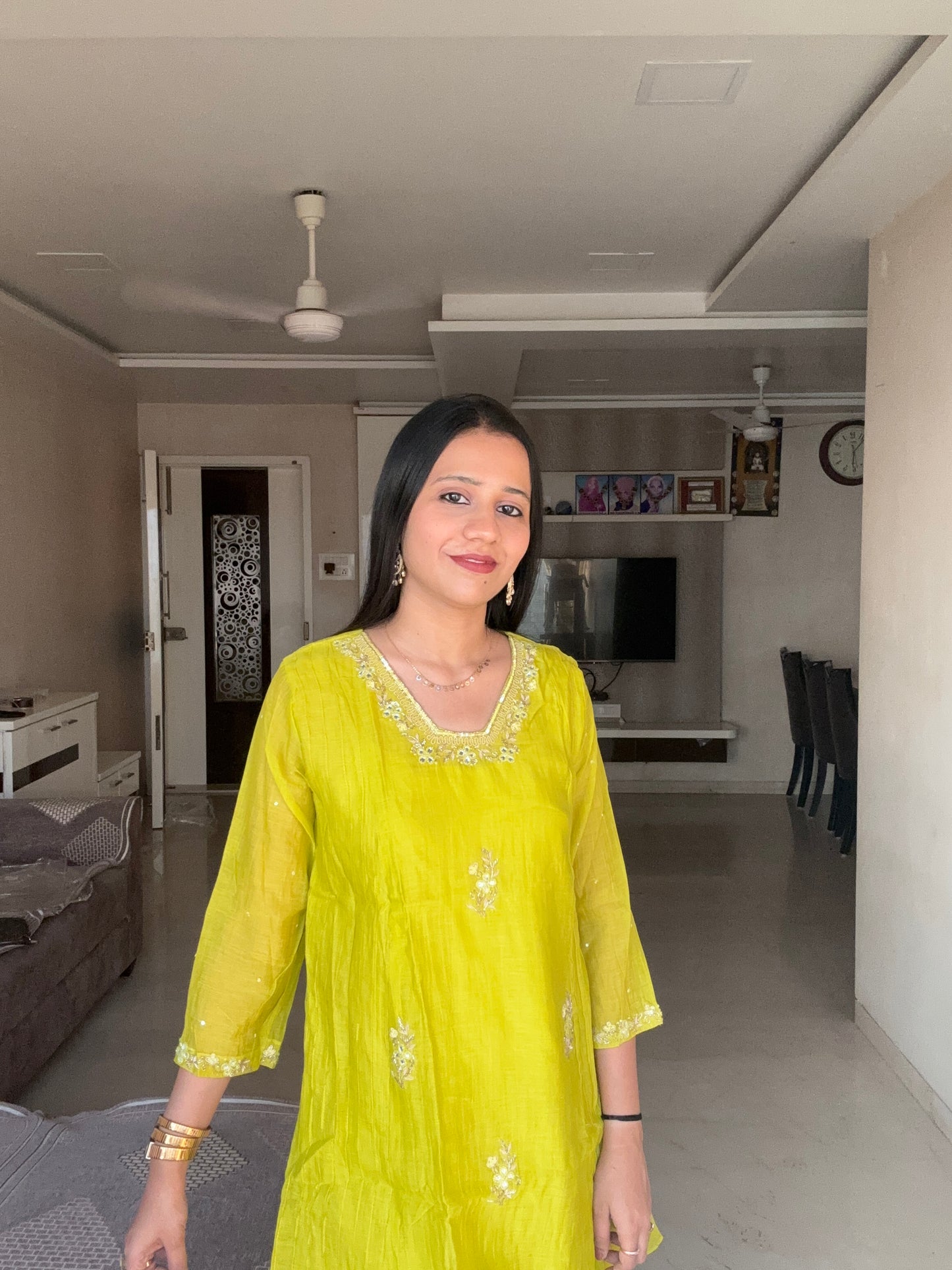 Indowestern Embroidered Mul Chanderi Kurta Set