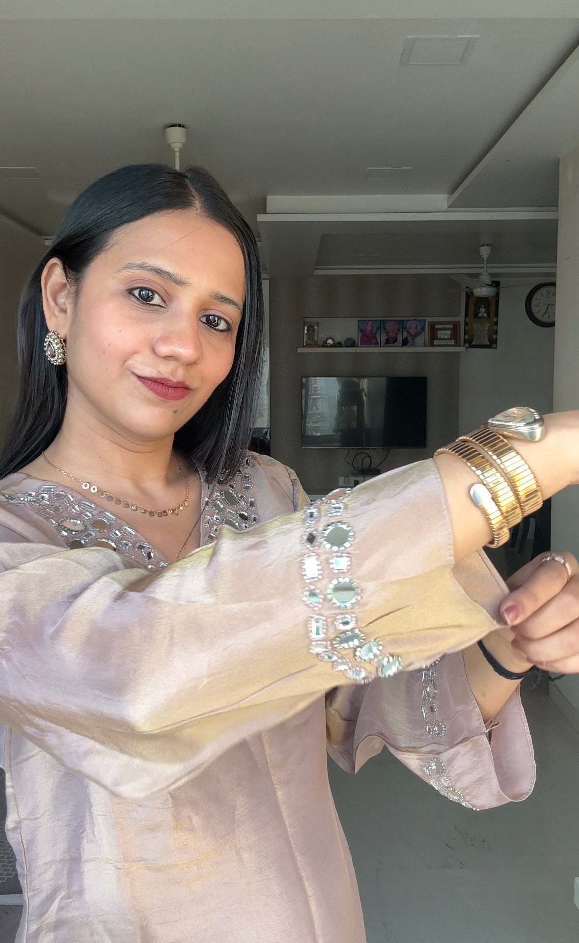 Tissue Mirror Work Indo-western kurta pant set