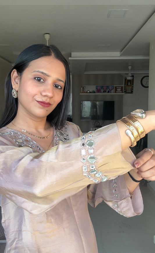 Tissue Mirror Work Indo-western kurta pant set