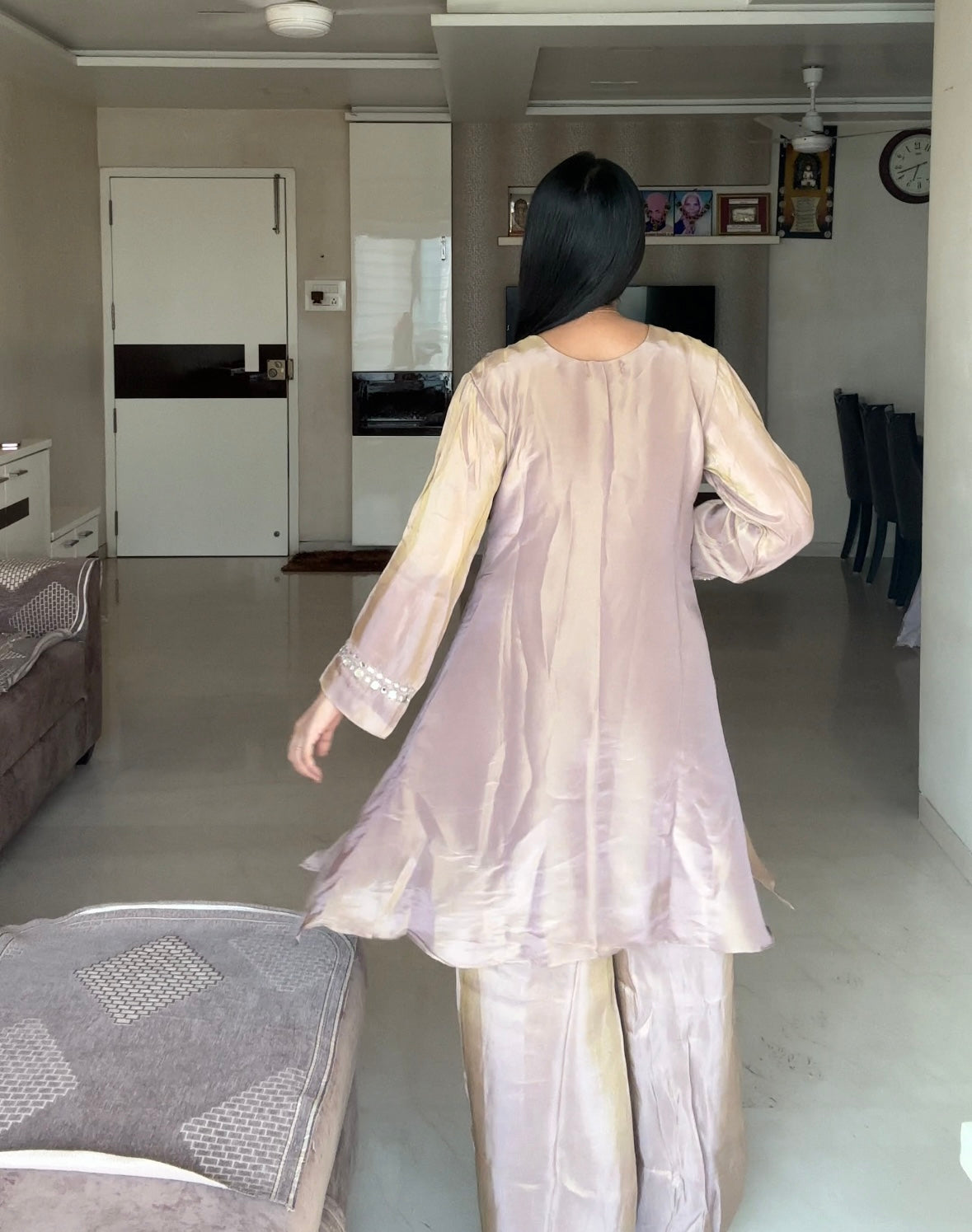 Tissue Mirror Work Indo-western kurta pant set