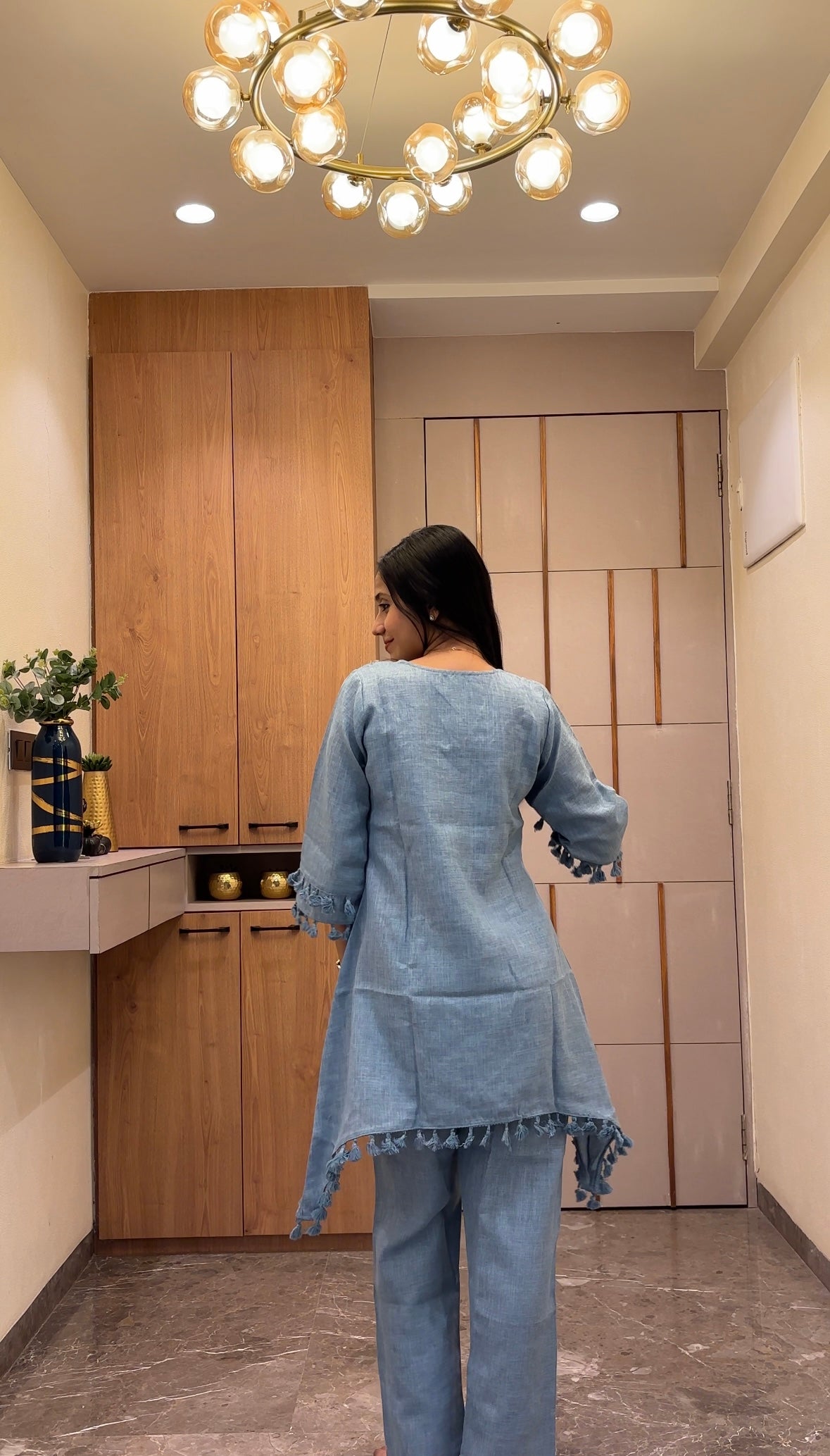 Floral Tassel Indo-Western Kurta Set