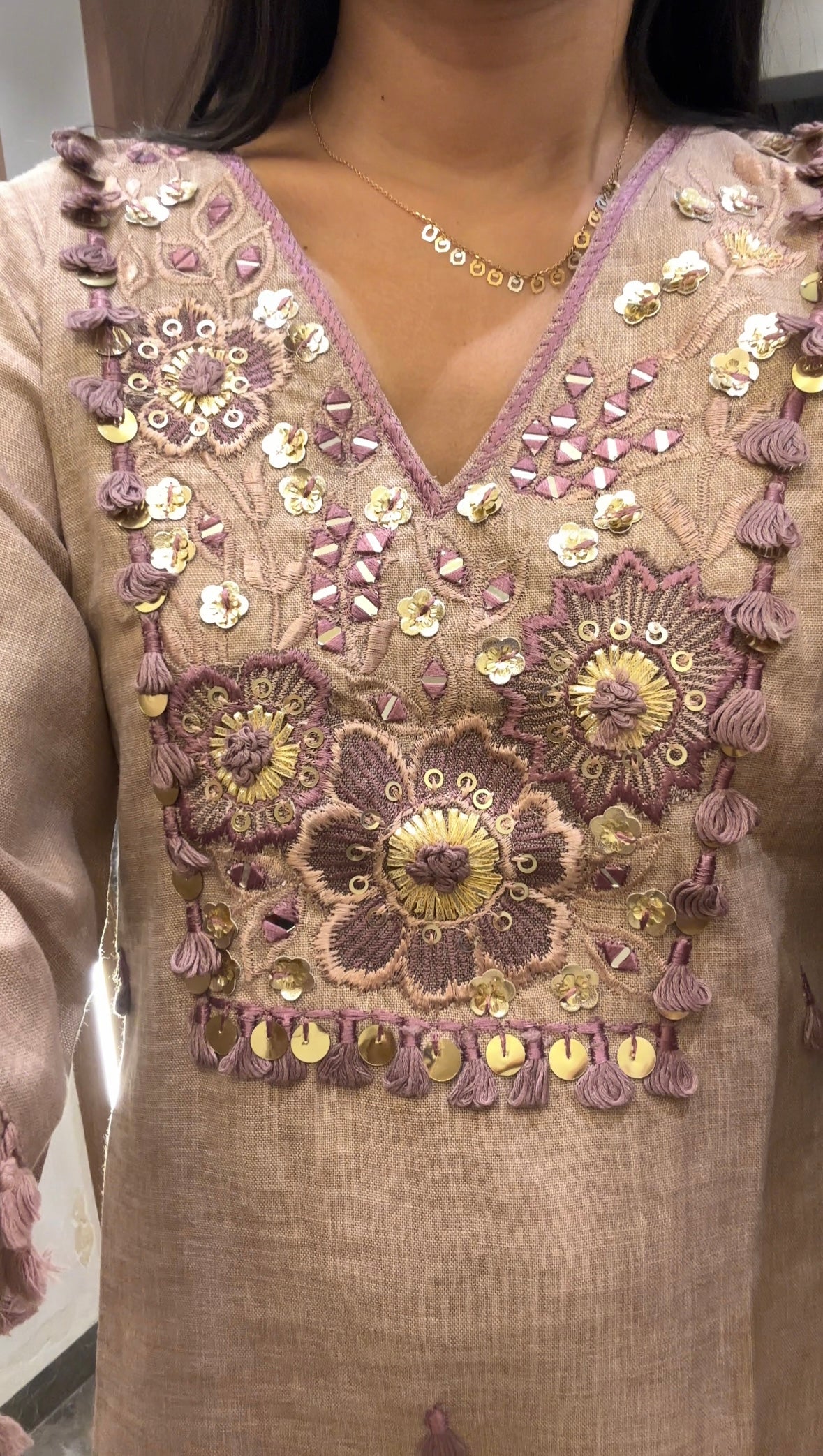 Floral Tassel Indo-Western Kurta Set