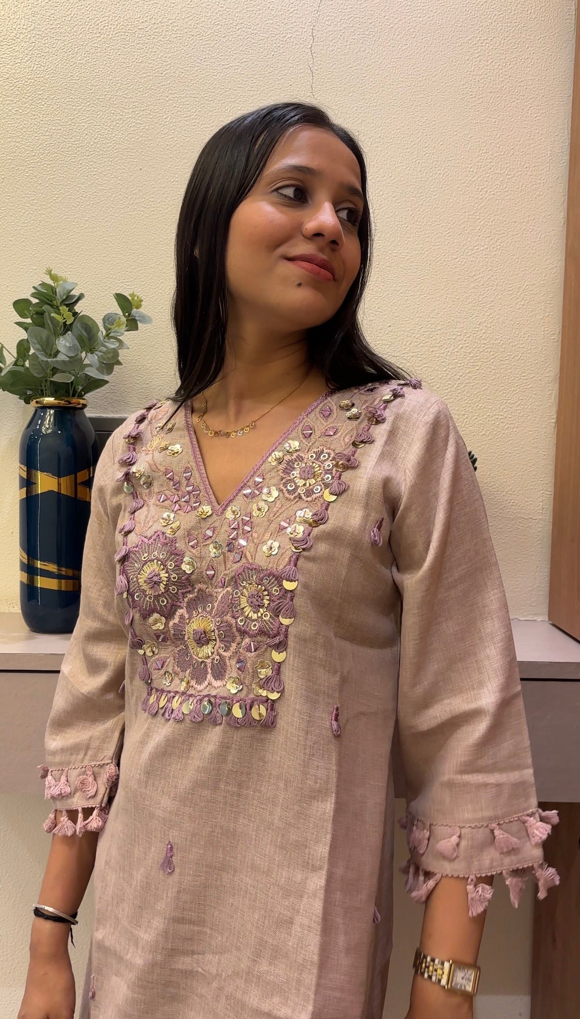 Floral Tassel Indo-Western Kurta Set