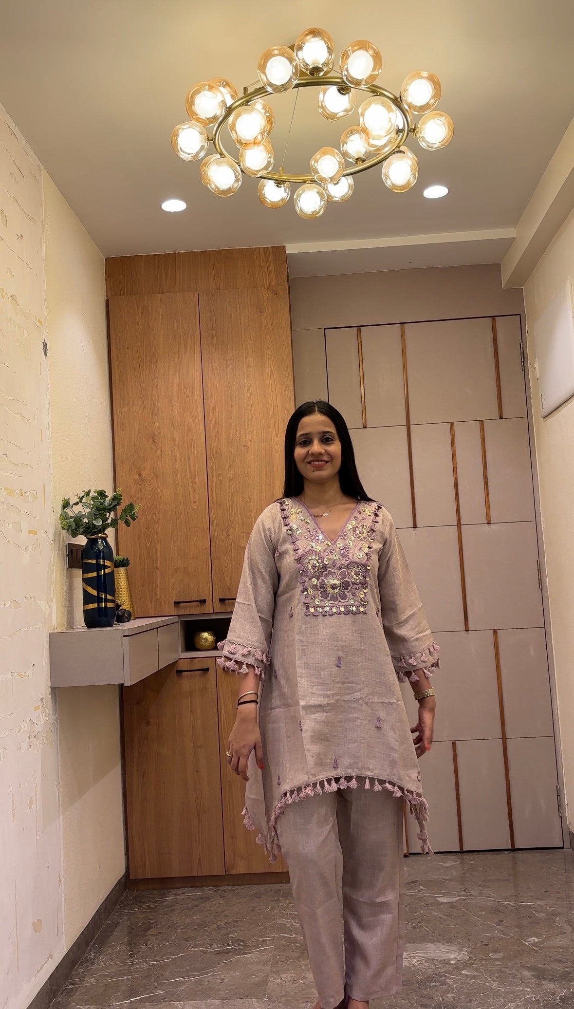 Floral Tassel Indo-Western Kurta Set