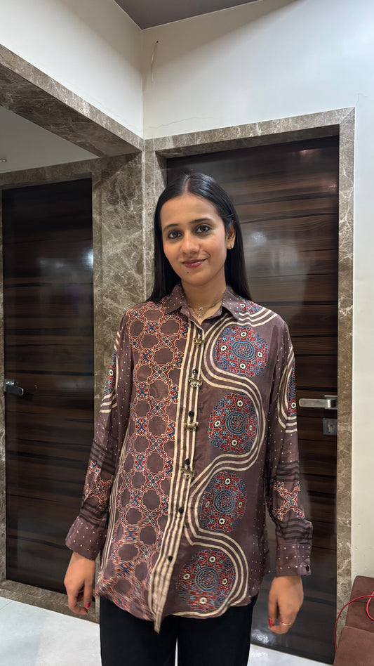 Ajrakh Shirt with statement horse buttons - shirt