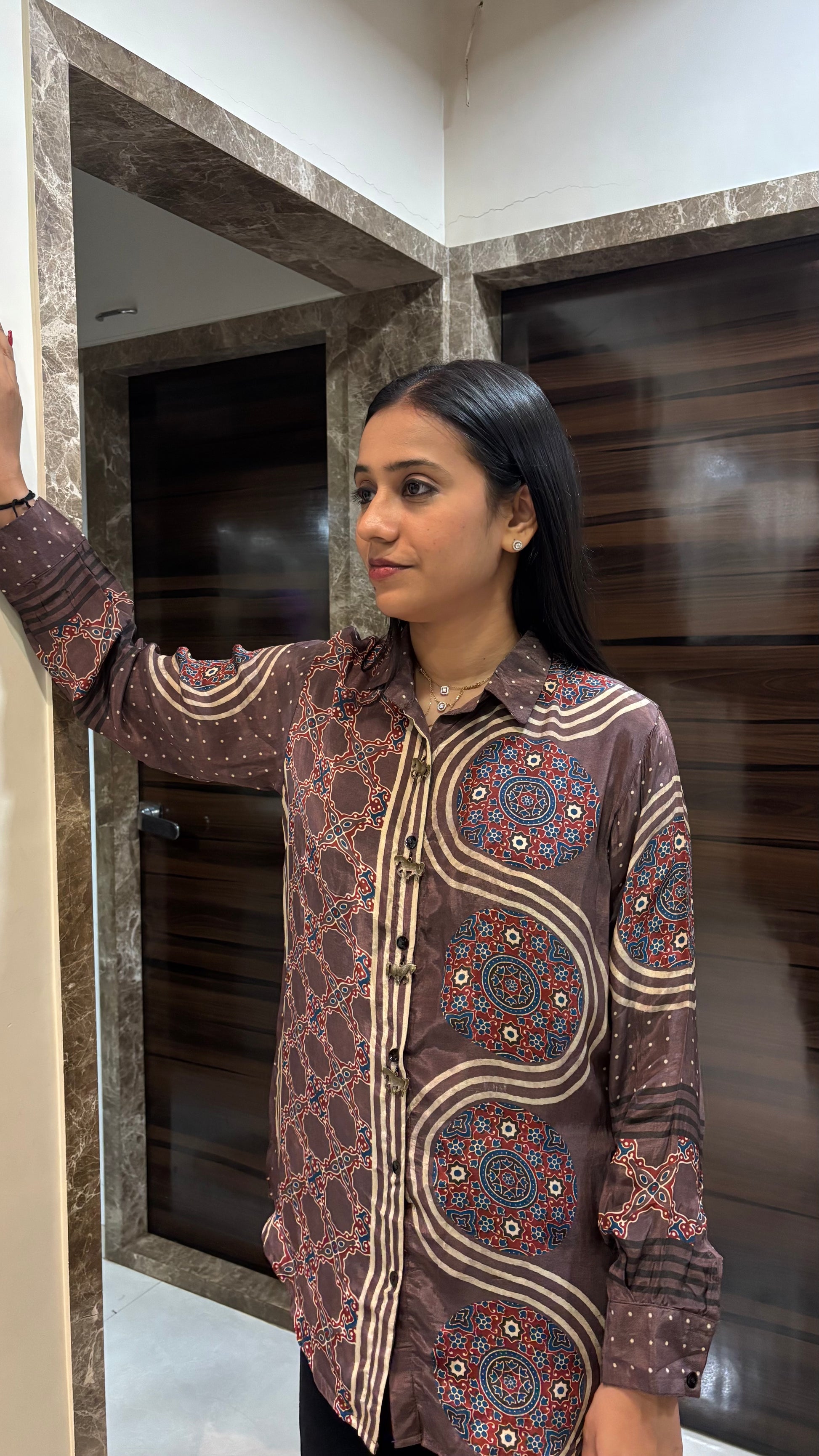 Ajrakh Shirt with statement horse buttons - shirt